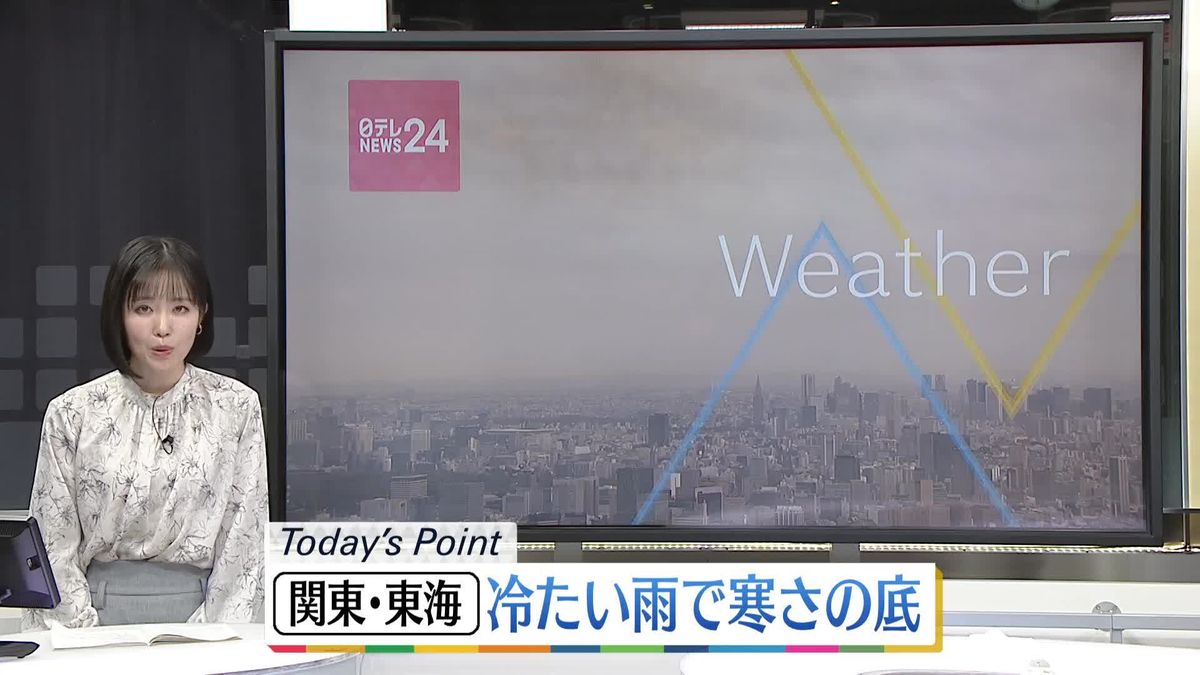 【天気】関東や東海で冷たい雨、寒さの底に