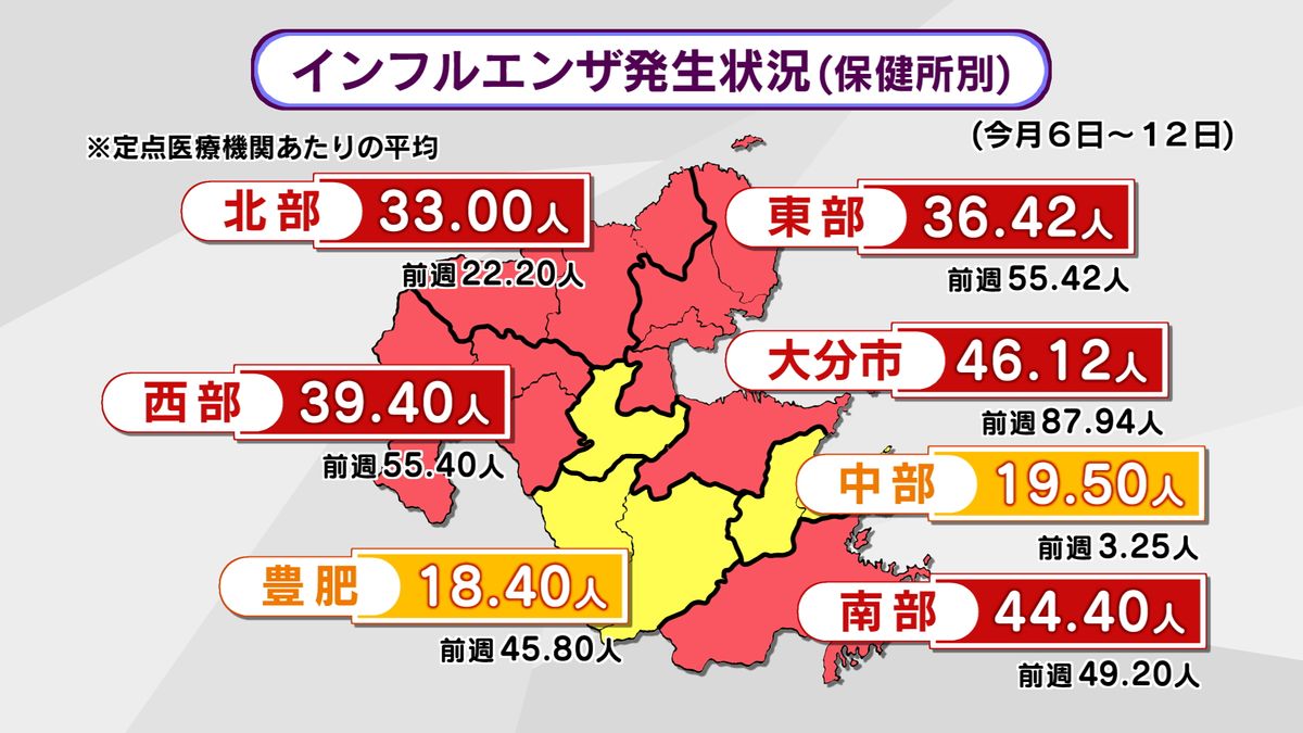 インフルエンザ流行続く　2週連続減少も警報発令基準超え　大分