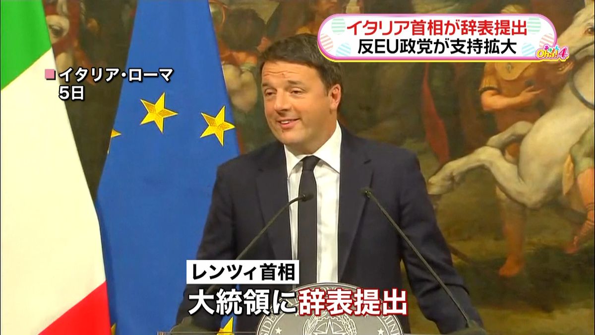 伊首相が辞表提出“反ＥＵ政党”が支持拡大