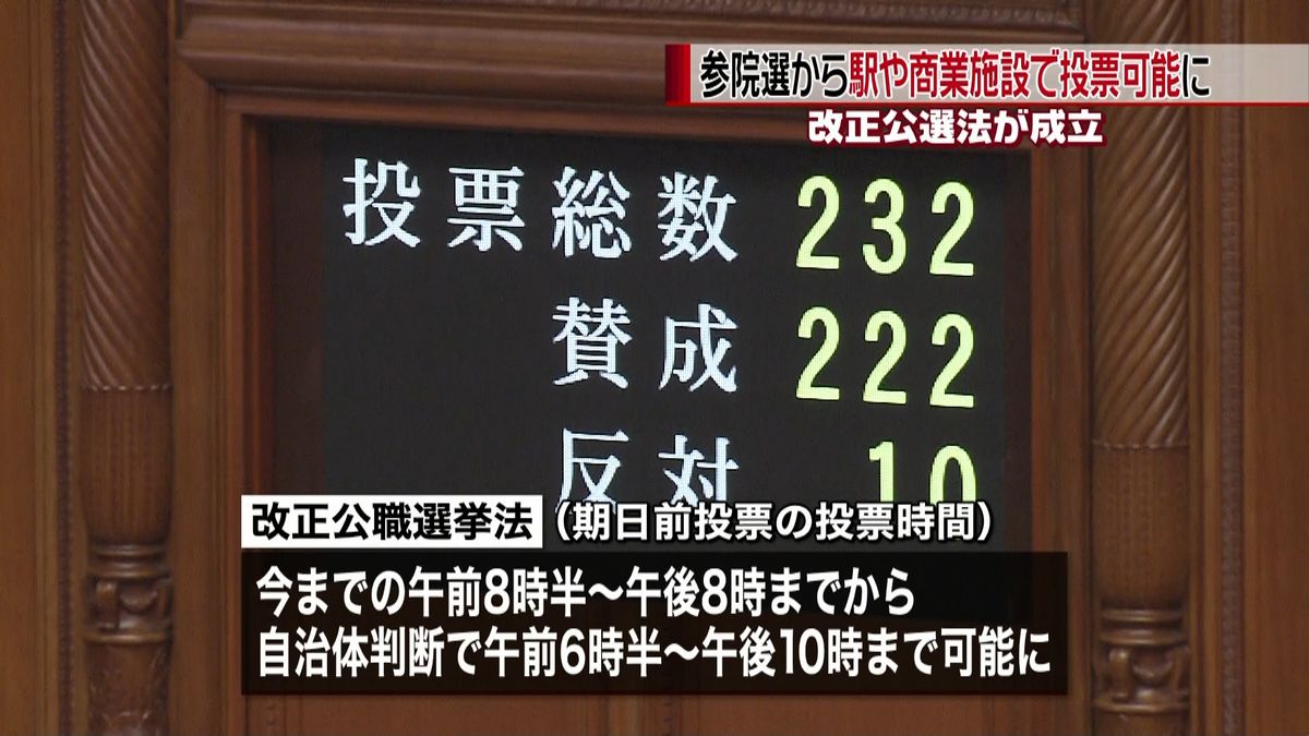 改正公選法が成立　駅などでも投票可能に