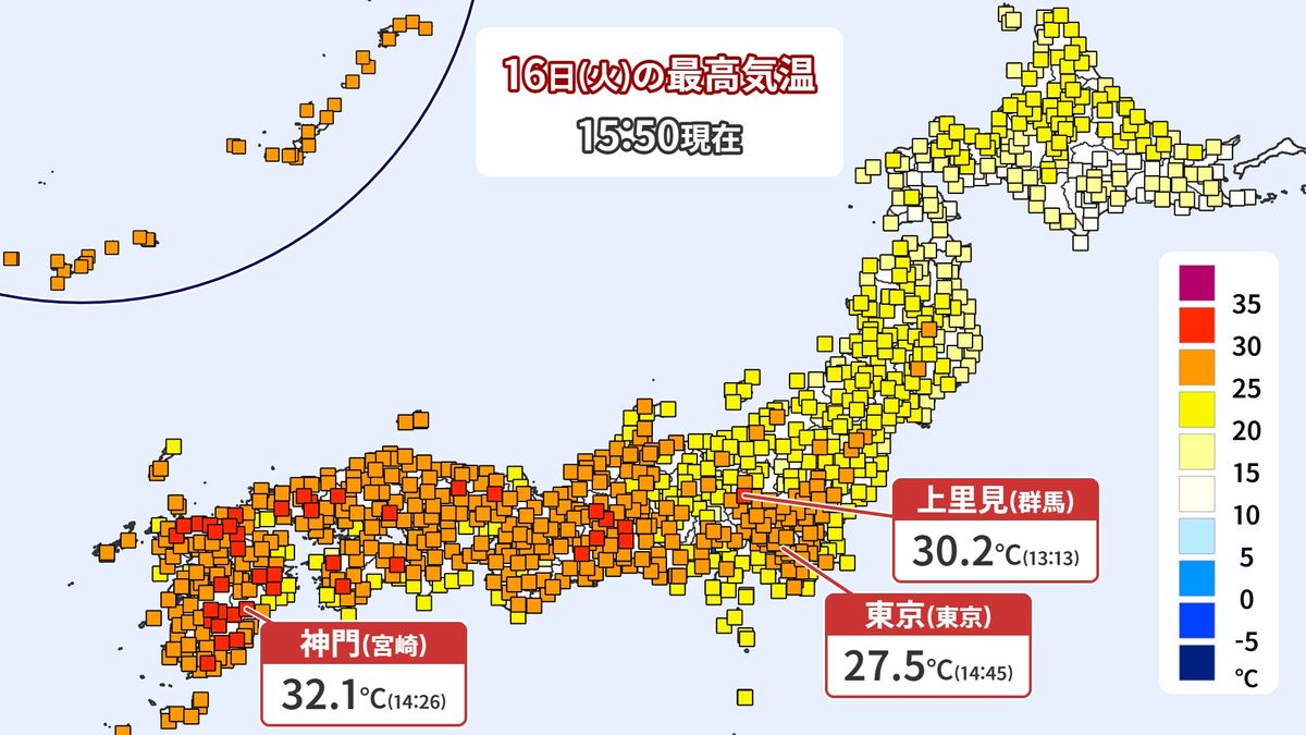 全国30地点以上で30℃超えの真夏日に 関東では“気温急上昇”