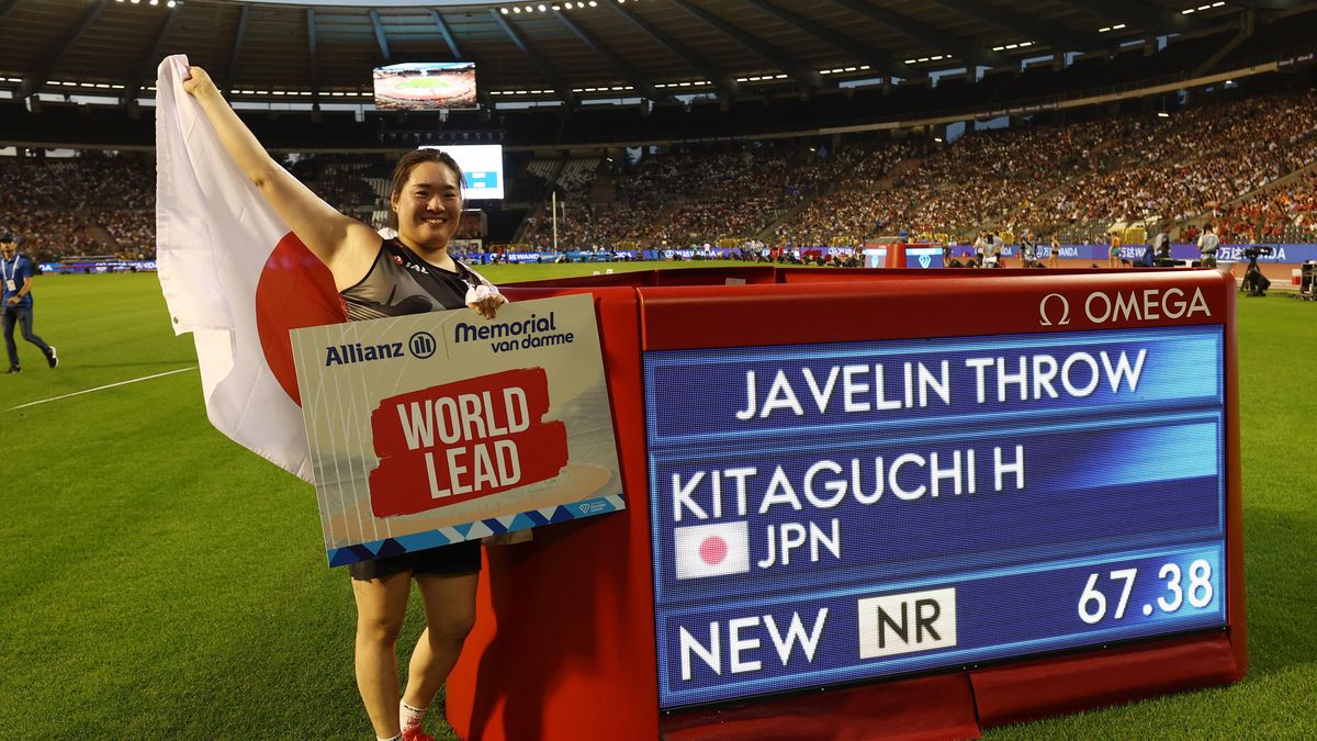 日本新記録でDLを制した北口榛花選手(写真：ロイター/アフロ)