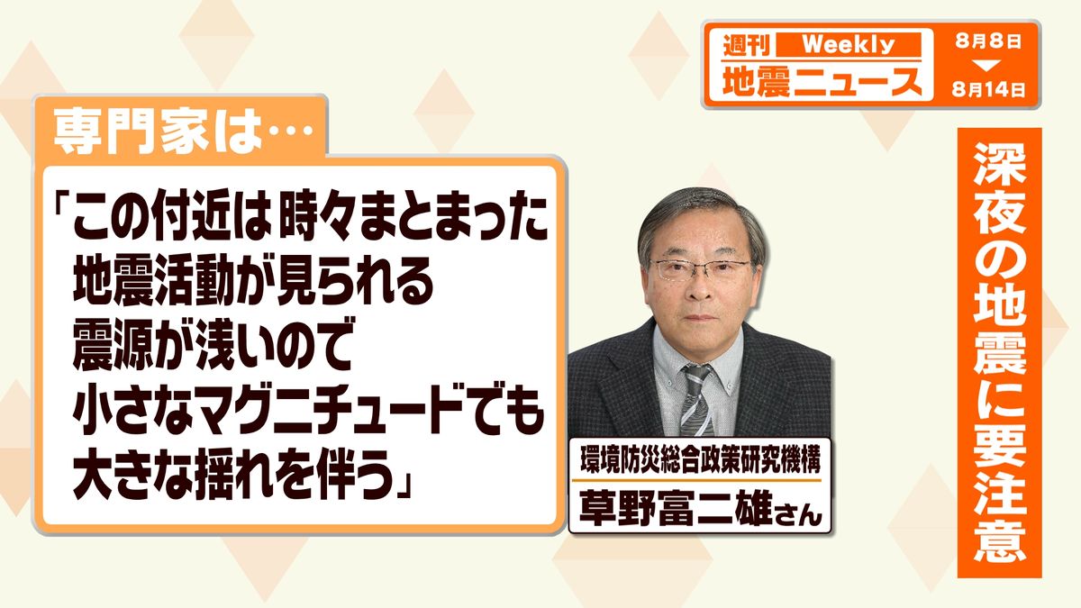 大きな地震でなくても震源が浅いので大きな揺れに注意