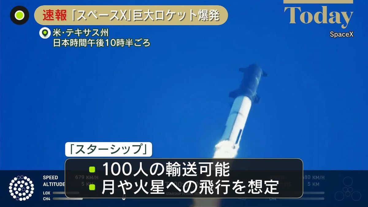史上最大のロケット「スターシップ」　発射4分後に爆発
