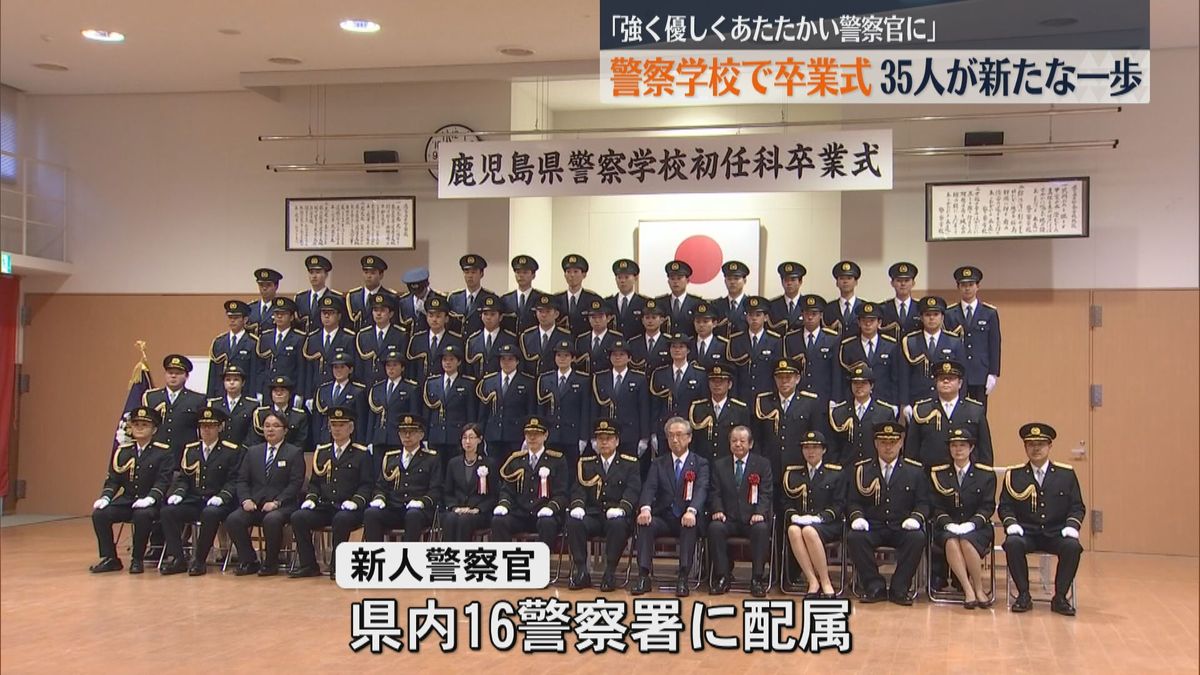 ｢強く優しくあたたかい警察官に｣　警察学校で卒業式35人が新たな一歩