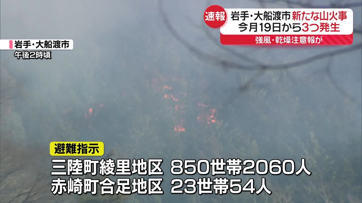 岩手･大船渡市で新たな山火事　今月19日から3か所目