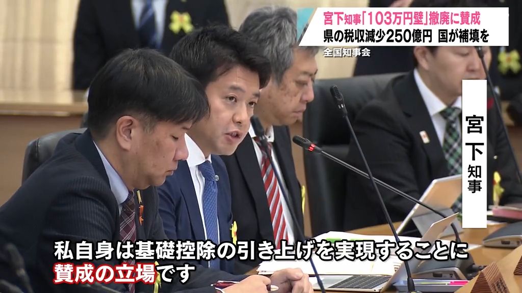 “103万円の壁”の引き上げ宮下知事は「賛成」　青森県全体で250億円減収も「国の制度で補填すべき」　全国知事会