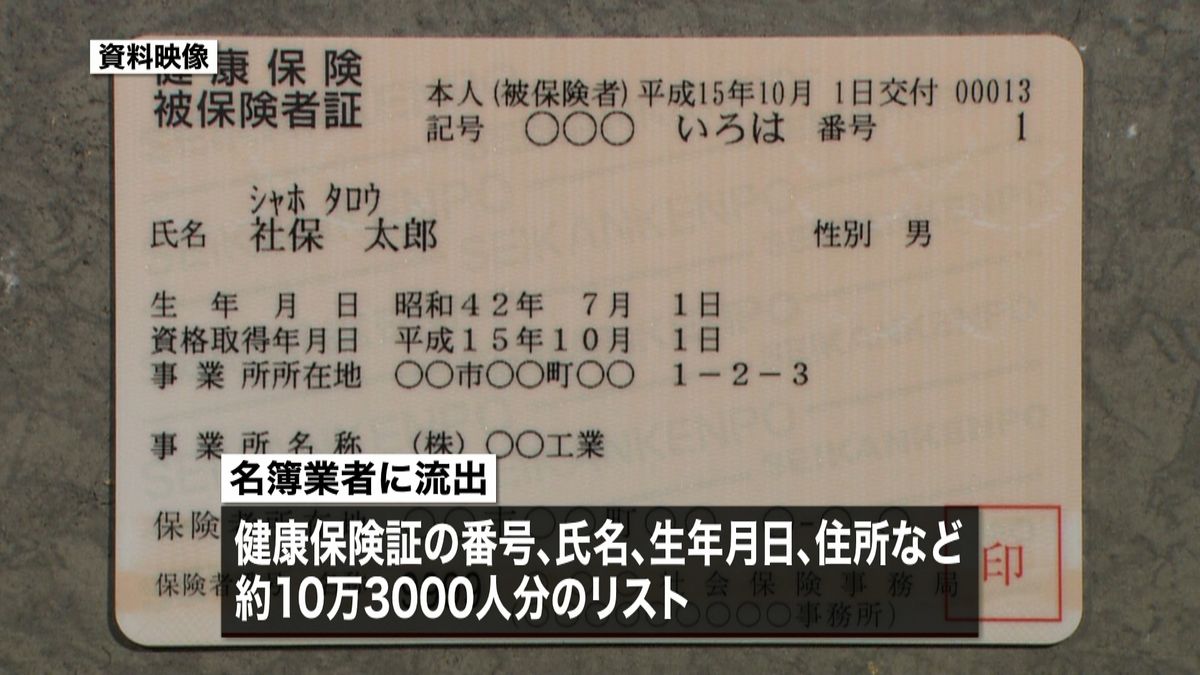 健康保険証の個人情報　約１０万人分が流出