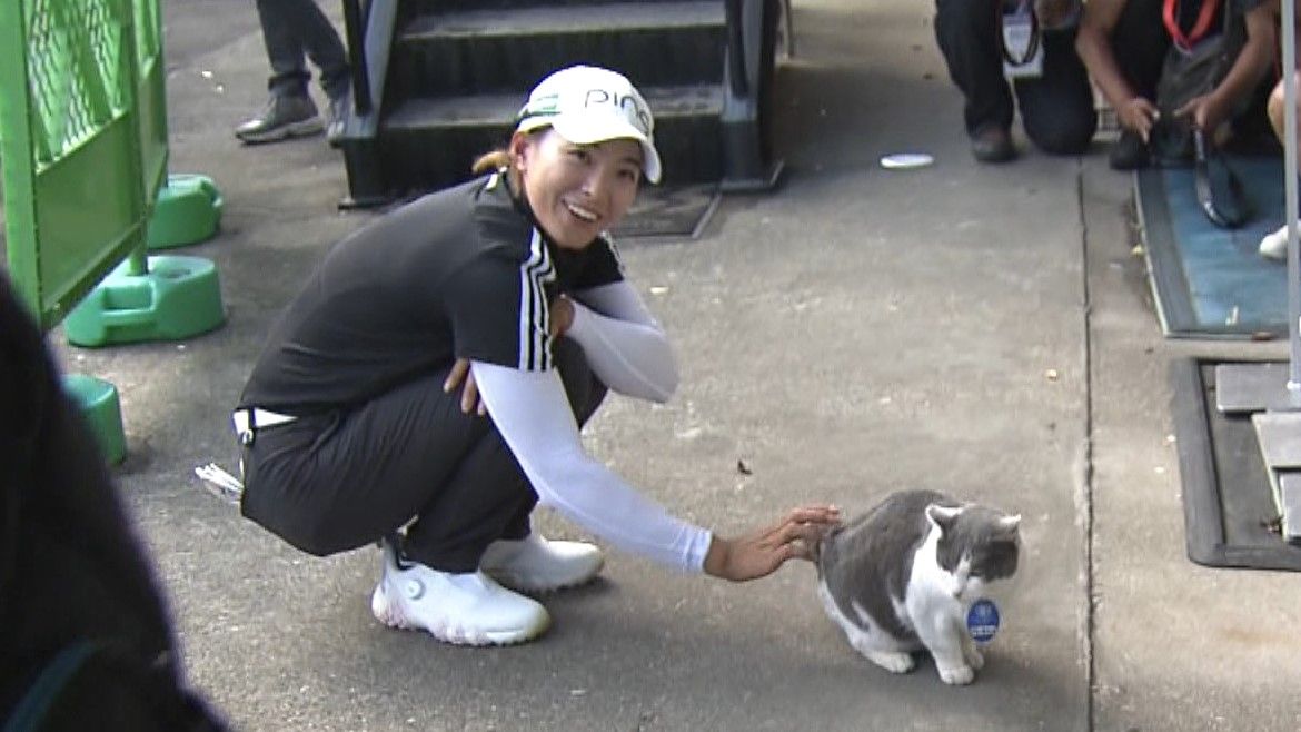 「良い締めくくりができるように」渋野日向子が国内最終戦に弾丸出場も元気な姿　猫と触れ合い「可愛いなぁ」と和む一コマ