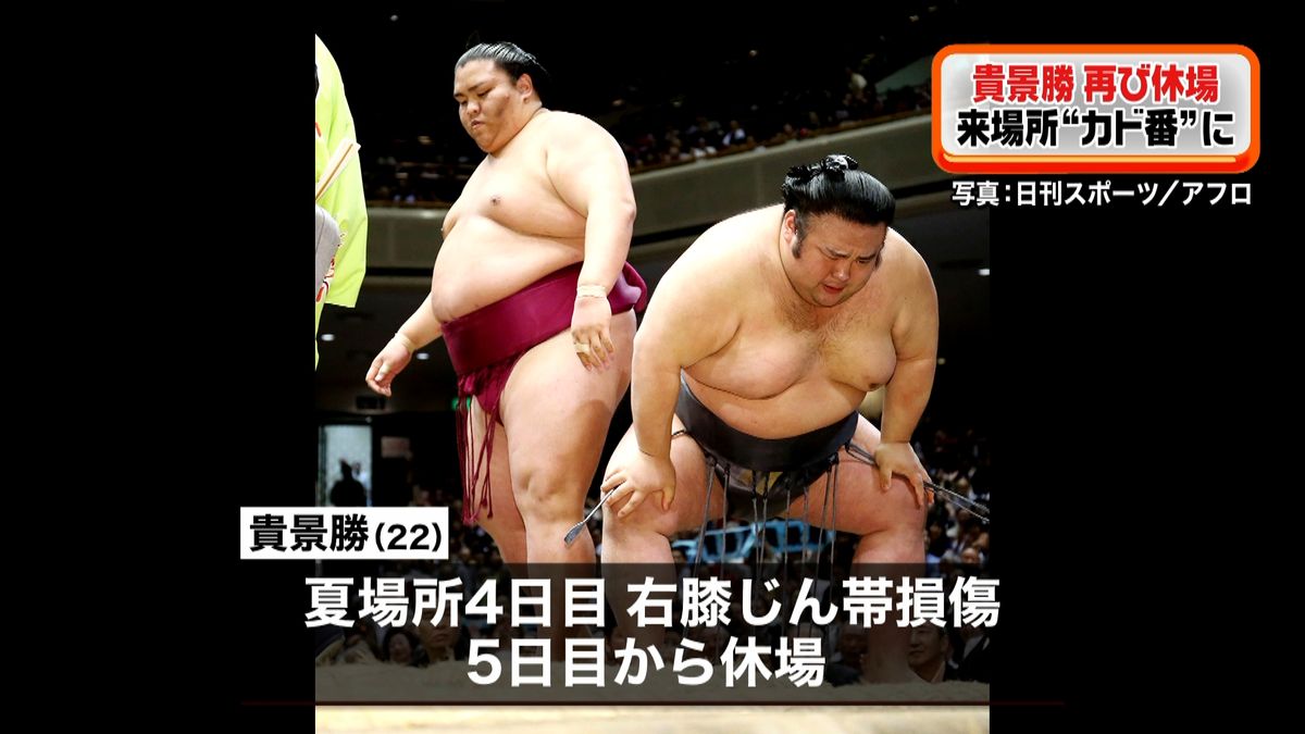 新大関・貴景勝が再休場　「右膝骨挫傷」も