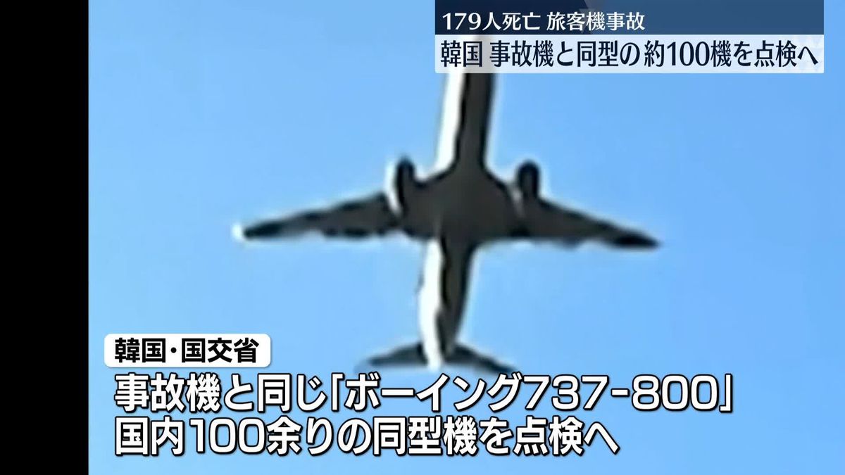 旅客機事故受け…韓国当局が国内の同型機全てを点検へ