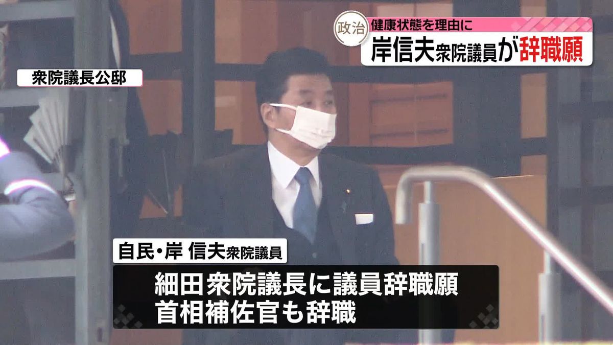 岸信夫衆院議員が辞職願　健康状態を理由に　首相補佐官も辞職