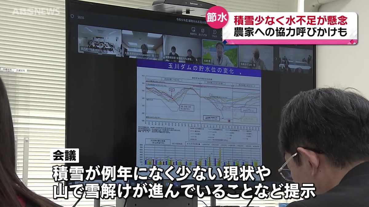 今冬の雪少なく春以降の水不足懸念　農家にも協力呼びかけへ