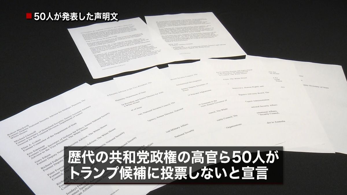 元高官ら５０人「トランプ氏に投票しない」