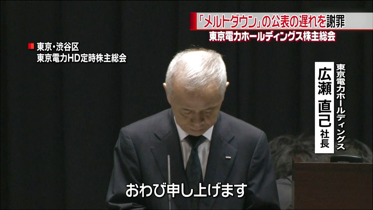 「メルトダウン」公表遅れ　東電ＨＤが謝罪