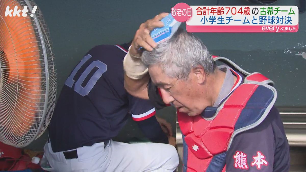 試合の合間に水分補給や体を冷やす