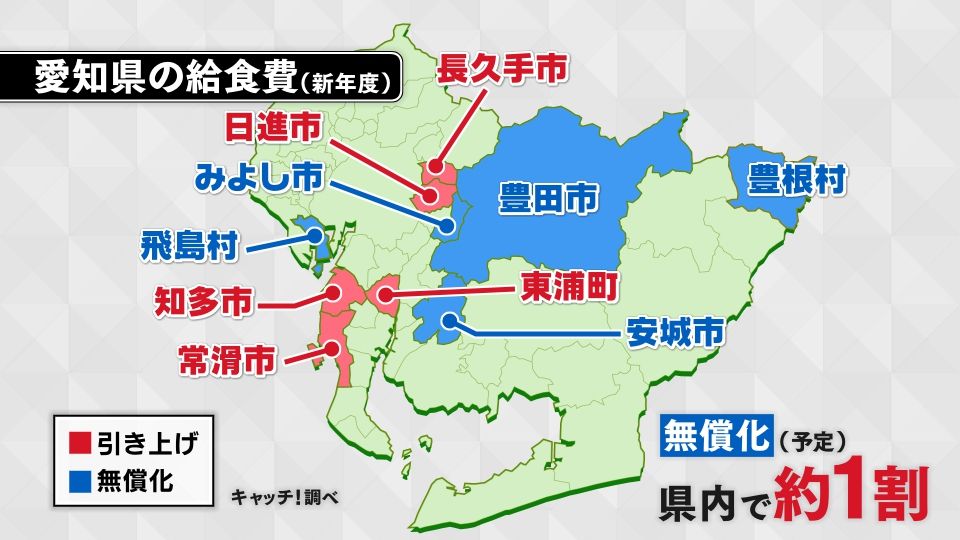 愛知県で給食無償化する予定なのは約1割の自治体