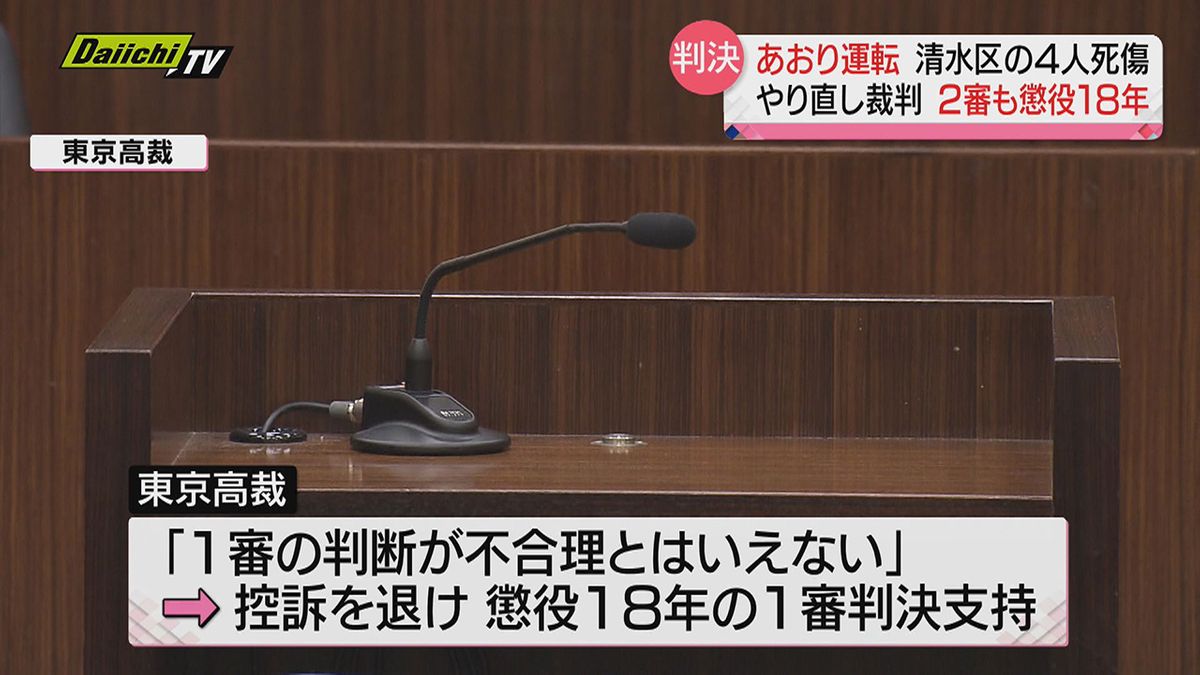 【あおり運転】 静岡市一家４人死傷…危険運転致死傷の罪など問われた男のやり直し裁判・控訴審も懲役１８年支持