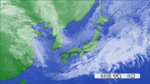 23日（金）午後6時の雲の様子