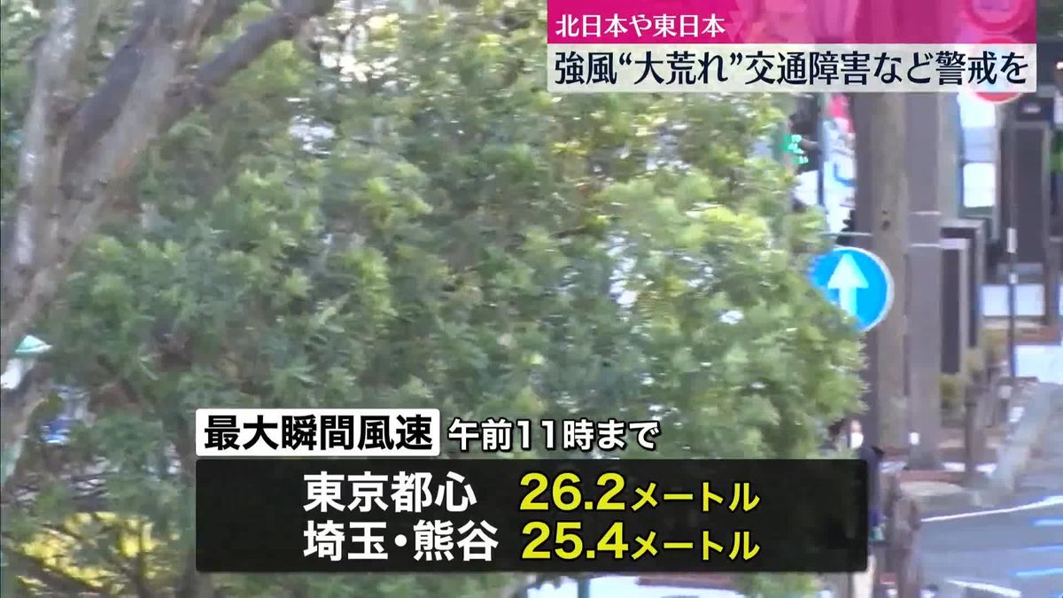 北日本や東日本を中心に各地で非常に強い風　交通障害などに警戒を