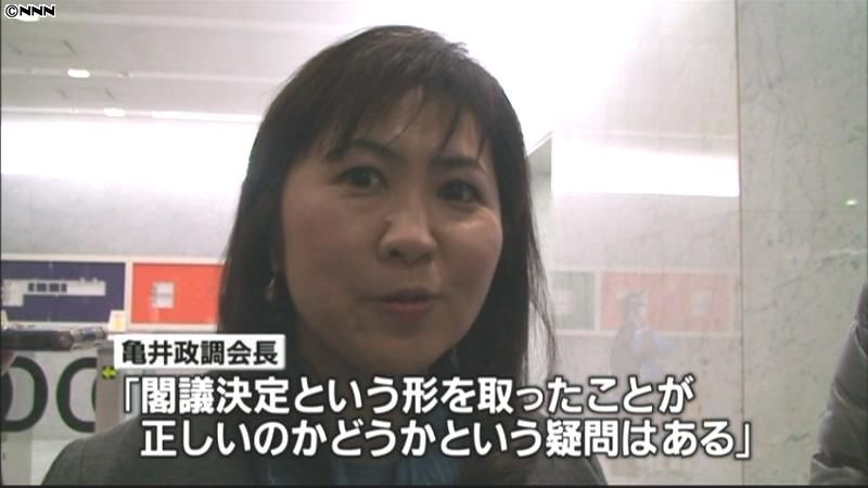 「大綱」閣議決定に疑問～国民新党政調会長