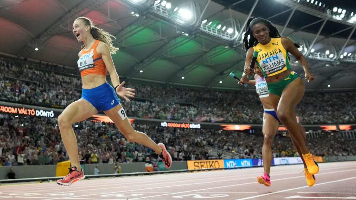 女子4×400mリレーでオランダのボル選手が大逆転で金メダル(写真：AP/アフロ) 