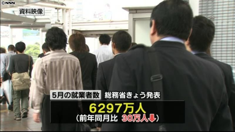 ５月完全失業率４．４％　３か月ぶり改善