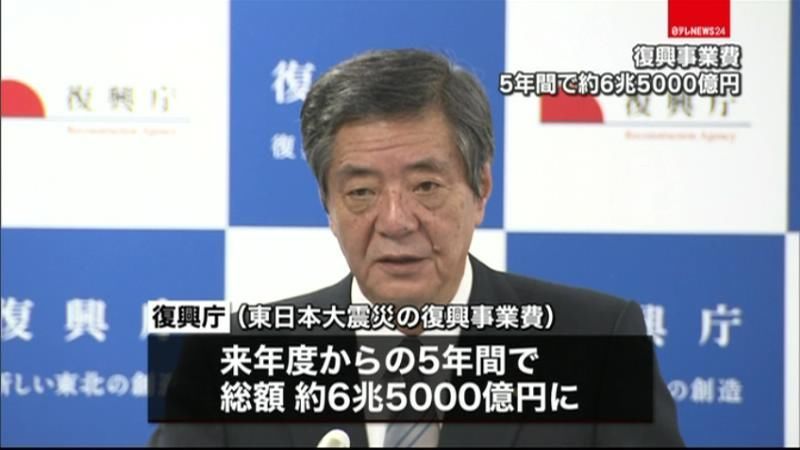 復興事業費　５年間で約６兆５０００億円