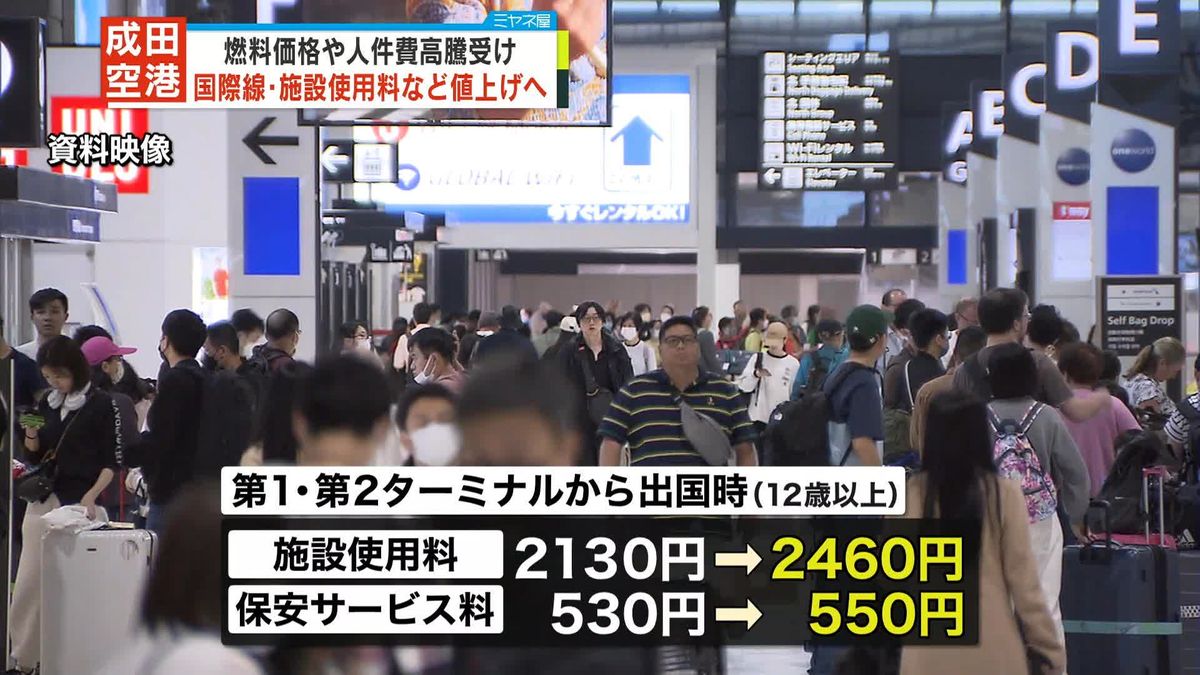 成田空港　国際線の施設使用料など値上げへ　今年9月から…最大で350円