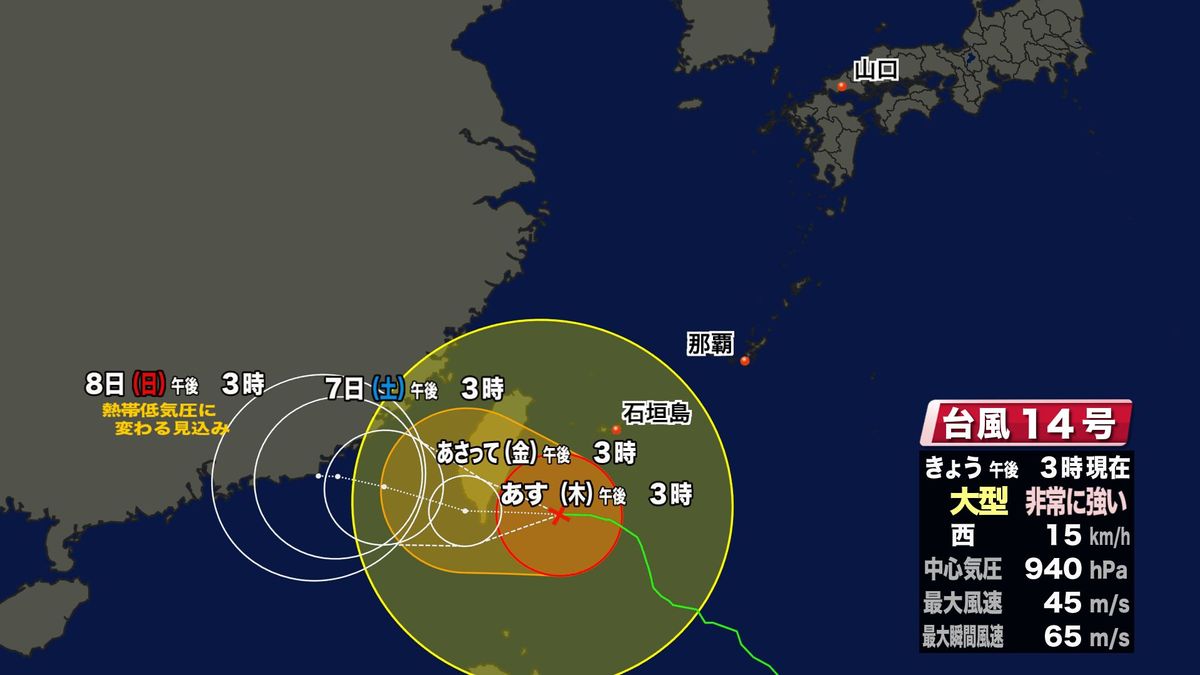 台風14号進路予想図