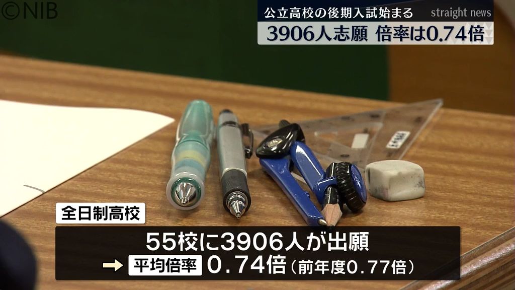 倍率は0.74倍で前年度下回る　公立高校入試の後期試験始まる　合格発表は15日《長崎》