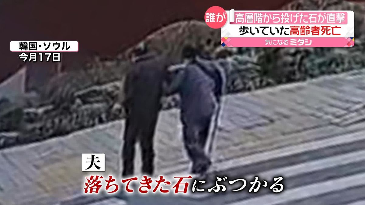 高層階から“石“　歩いていた高齢男性に直撃し死亡　韓国