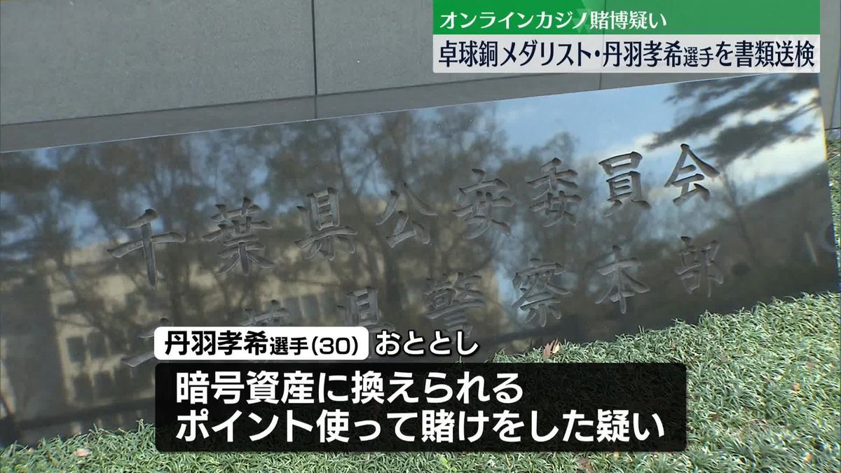 卓球・丹羽孝希選手を書類送検　オンラインカジノ賭博疑い