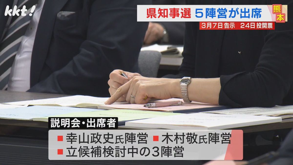 熊本県知事選の立候補予定者説明会 すでに立候補表明の2陣営を含む5陣営が出席