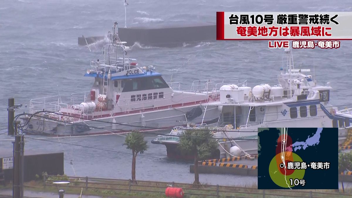 台風１０号接近　暴風域の奄美大島から中継