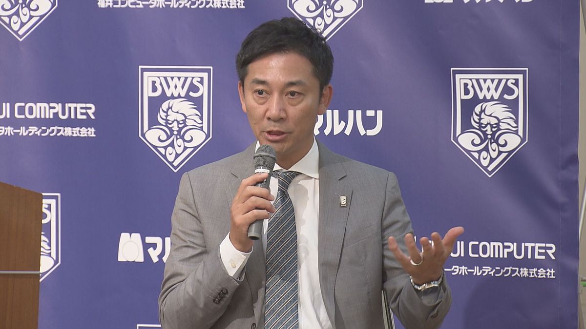 Bリーグ島田チェアマン「みんなで支えていくクラブに」　福井ブローウィンズの開幕戦を前に講演　アリーナ活用など全国の成功事例を紹介