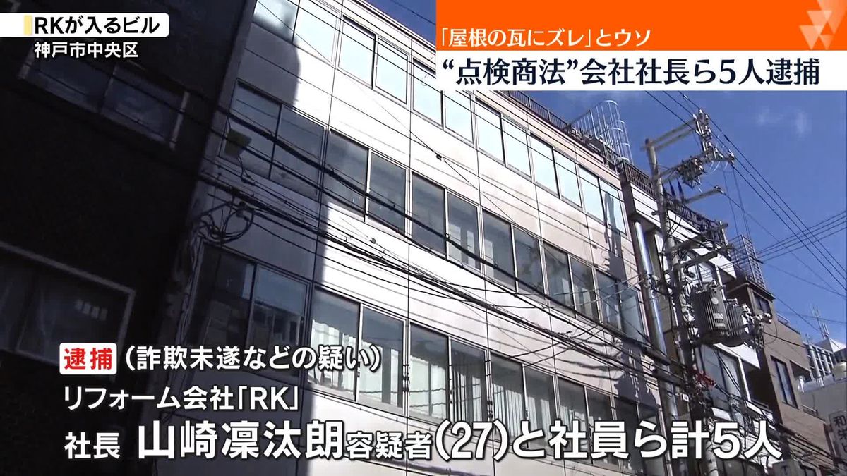 “屋根の修理が必要”と詐欺未遂か　リフォーム会社社長ら5人逮捕　神戸市