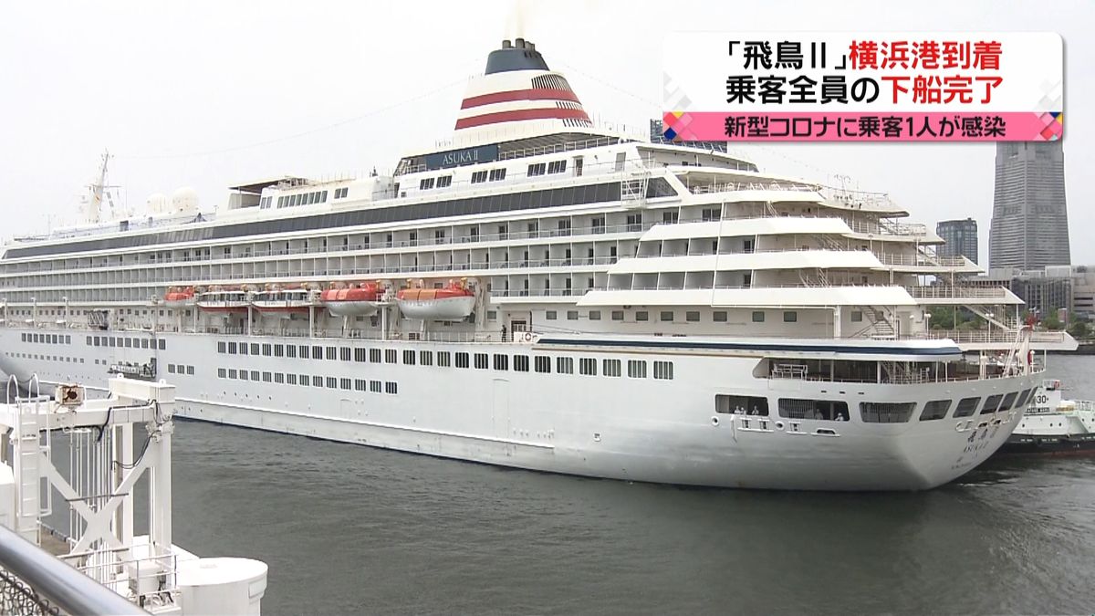「飛鳥ＩＩ」横浜港に到着、乗客全員が下船