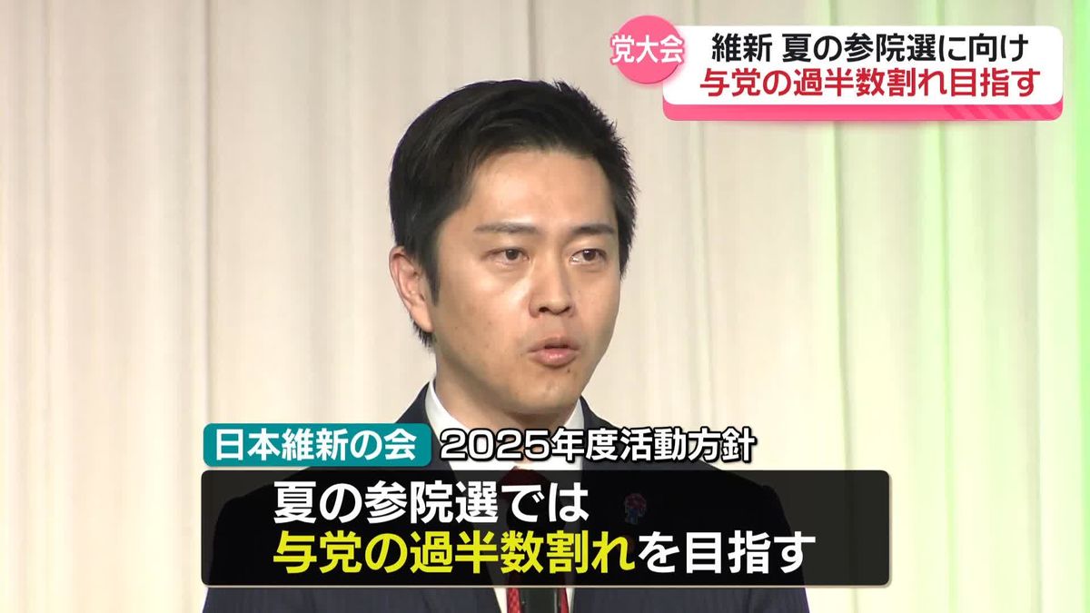 「日本維新の会」が党大会　参院選で与党過半数割れ目指す方針など採択