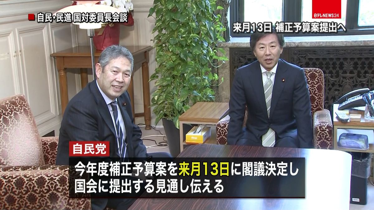 補正予算案、来月１３日に国会提出の見通し