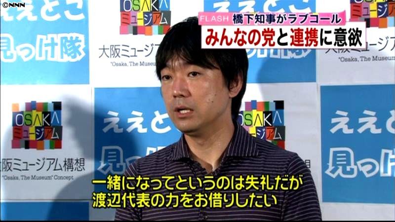 大阪・橋下知事、みんなの党との連携に意欲