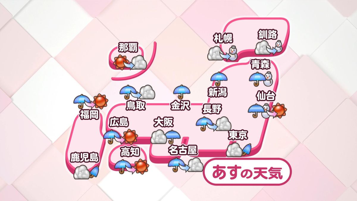 【天気】あすは全国的に雨や雪　雷を伴う所も　風も強い