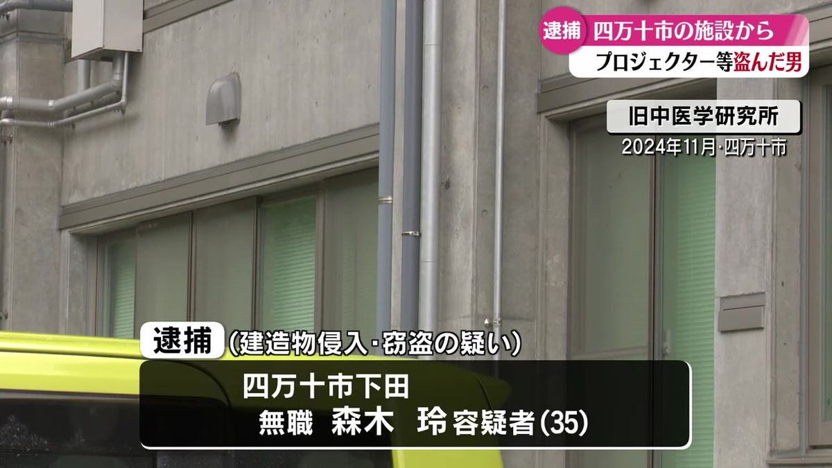 四万十市の施設からプロジェクターなど約634万円分を盗む 30代の男を逮捕【高知】