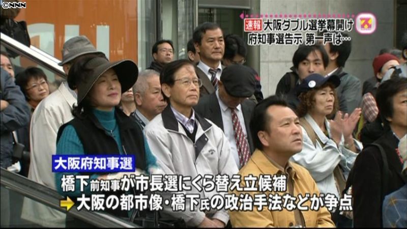 大阪府知事選告示　７人が立候補