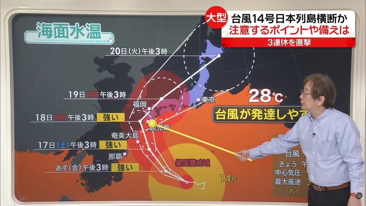 【木原気象予報士が解説】台風14号　3連休の日本列島を縦断か…「注意すべきポイント」「今できる備え」は？