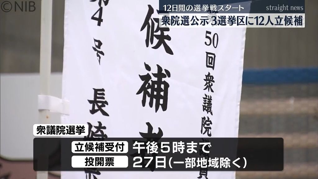 12日間の選挙戦スタート「衆議院選挙公示」県内3選挙区に12人立候補《長崎》