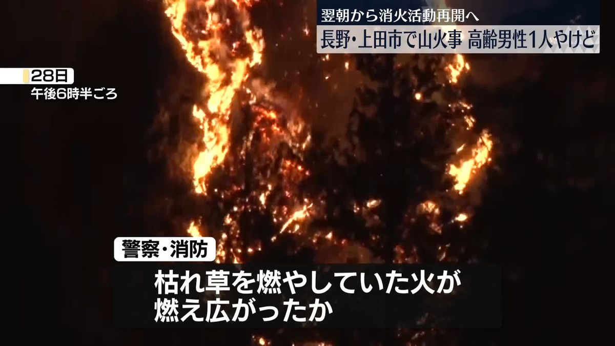 長野・上田市で山火事　78歳男性が重いやけど