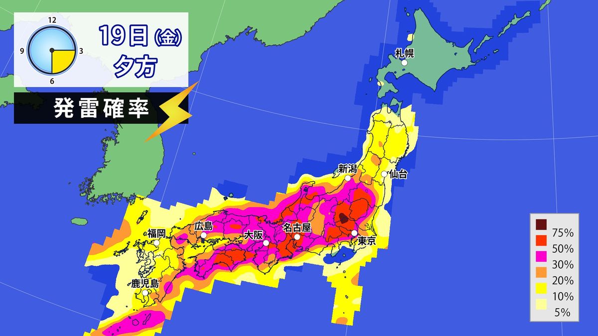 【天気】北日本と日本海側は広く雨、激しい雷雨の所も　関東～西日本の太平洋側は変わりやすく、急な雷雨に注意