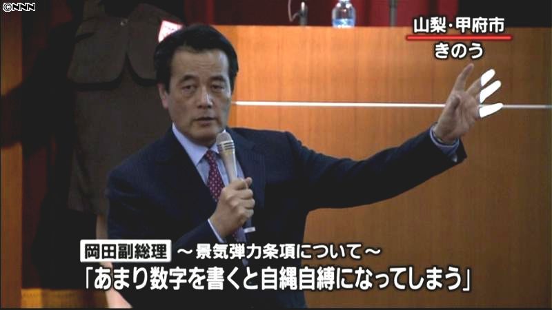 岡田副総理「経済指標の数値明記」に否定的