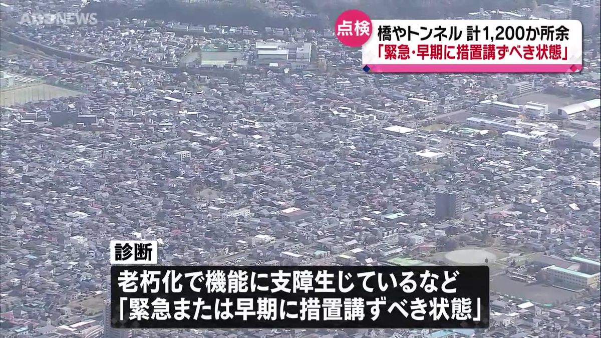 橋やトンネル計1200か所余り「緊急または早期に措置を講ずべき状態」